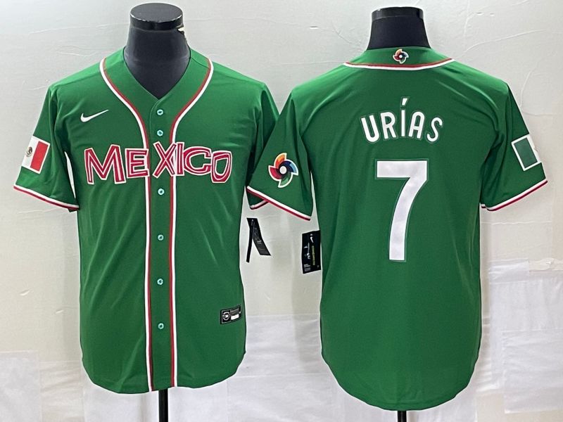 Men 2023 World Cub Mexico 7 Urias Green white Nike MLB Jersey1